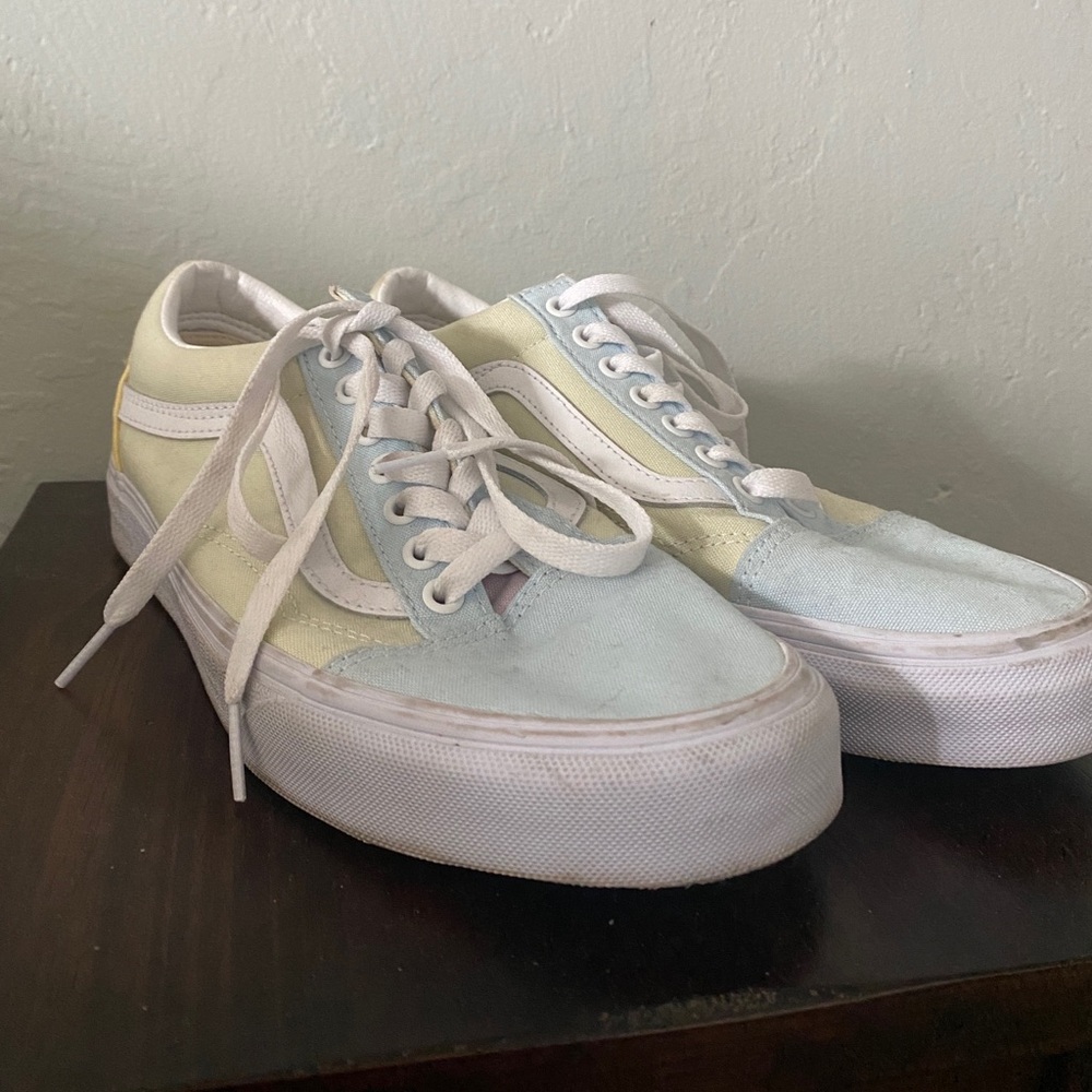 Pastel White Green Blue Yellow Purple Old Skool Vans | M 8.5, W 10